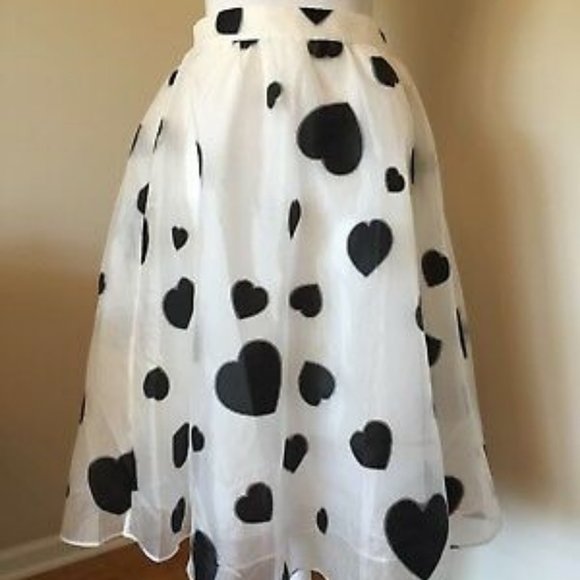 J Crew Organza Skirt In Heart Print Size 6 A-Line - Picture 5 of 6